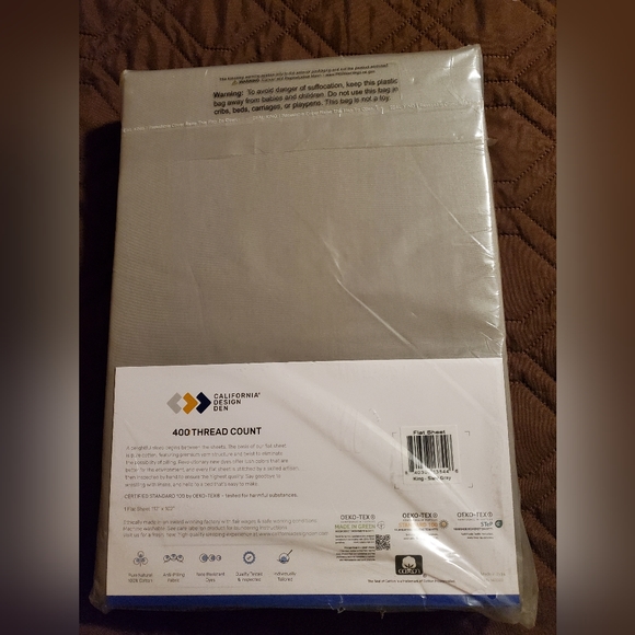 ==^400 thread count King or Queen flat sheet -- slate gray -- new in package - Picture 5 of 11